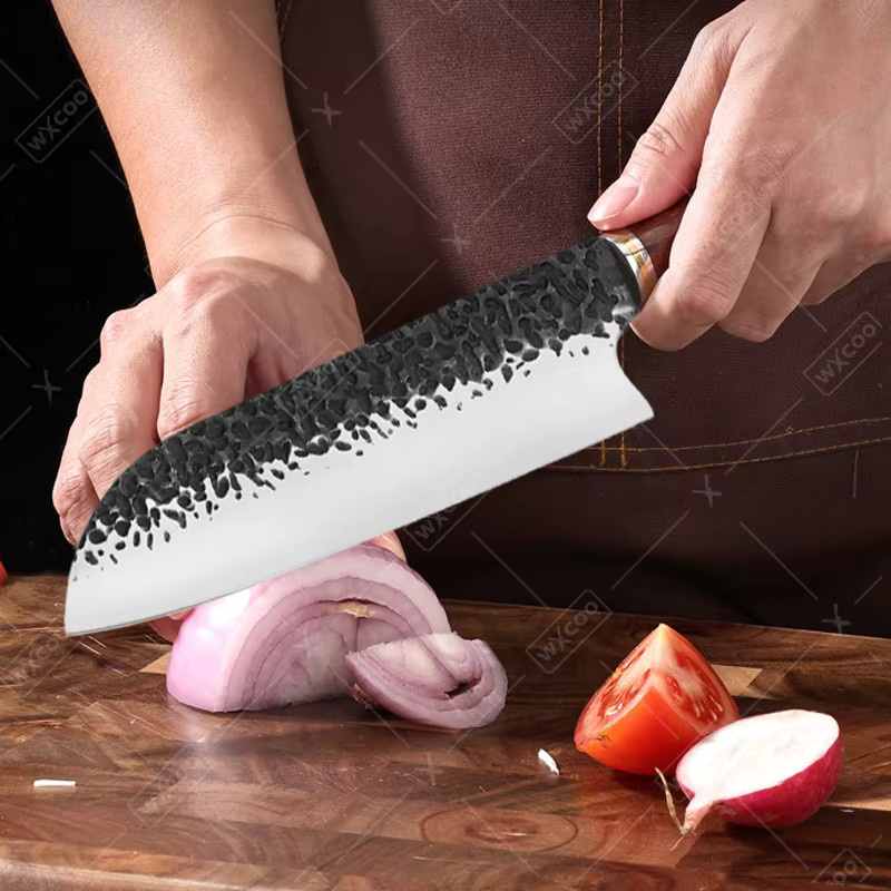WXCOO Santoku Küchenmesser aus handgeschmiedetem Edelstahl mit Holzgriff - Bild 3