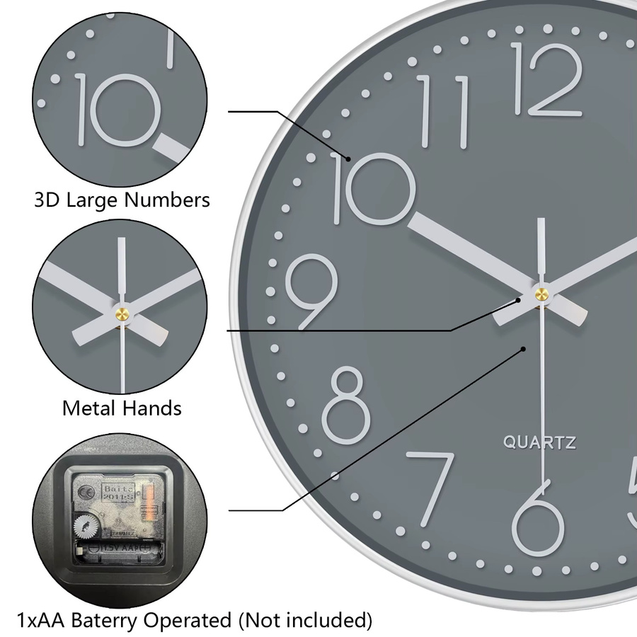 Moderne digitale 3D-Wanduhr von p.chuang in Weiß und Gold, geräuschlose kubische Quarz-Uhr für Wohnzimmer, Schlafzimmer oder Büro - Bild 3