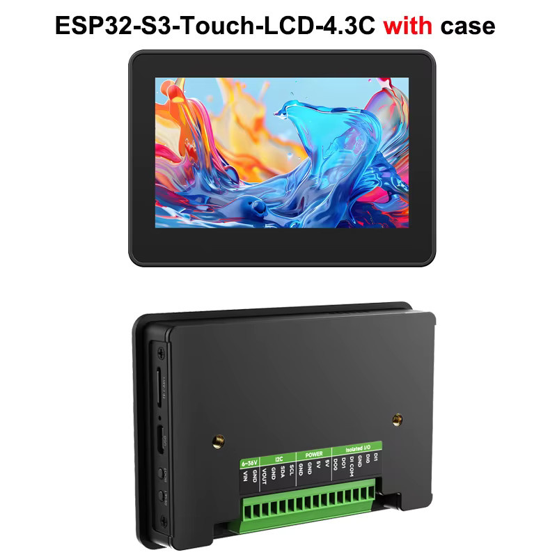 Waveshare ESP32-S3 Entwicklungsboard mit 4,3 Zoll IPS Touchscreen Display in Schwarz, 800x480 Pixel, 8MB PSRAM, Wi-Fi und Bluetooth für LVGL GUI, Arduino IDE und ESP-IDF - Bild 3