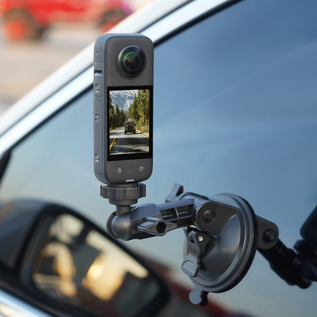 SZKOSTON Saugnapfhalterung 360 Grad drehbar mit 1/4 Zoll Schraube für GoPro, DJI Action und Insta360, Handyhalterung in Schwarz - Bild 1