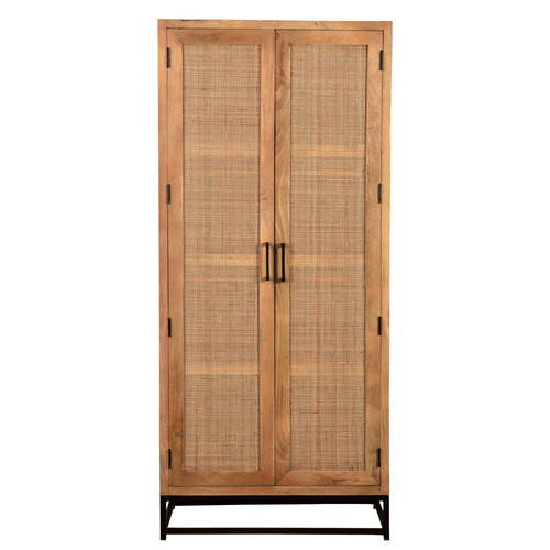 SIT Garderobenschrank CANE aus Mangoholz, Rattan und Metall, 2-türig, braun/schwarz, Höhe: 180 cm, Breite: 80 cm, Tiefe: 40 cm - Bild 2