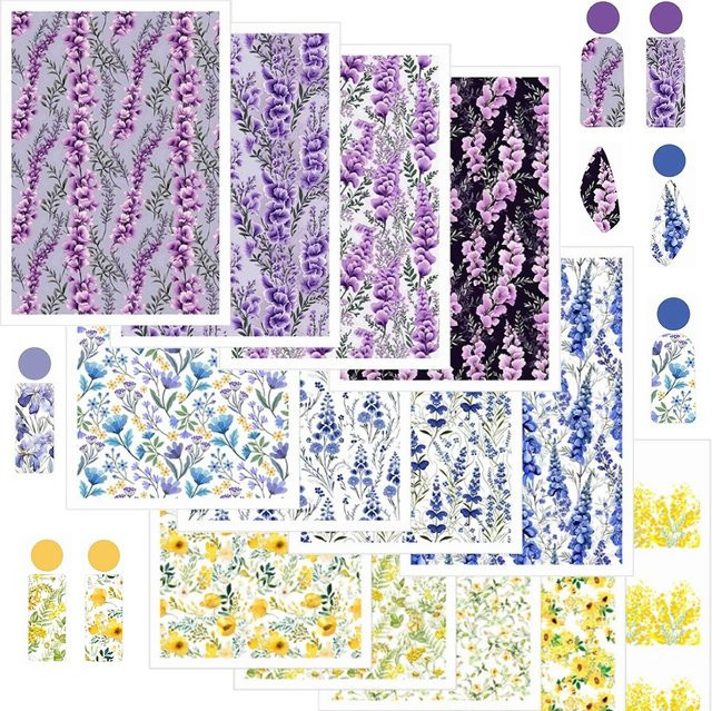 Blumendrucke Transferpapier für Polymer-Ton in Multicolour für DIY-Schmuck und Ohrringe - Bild 1