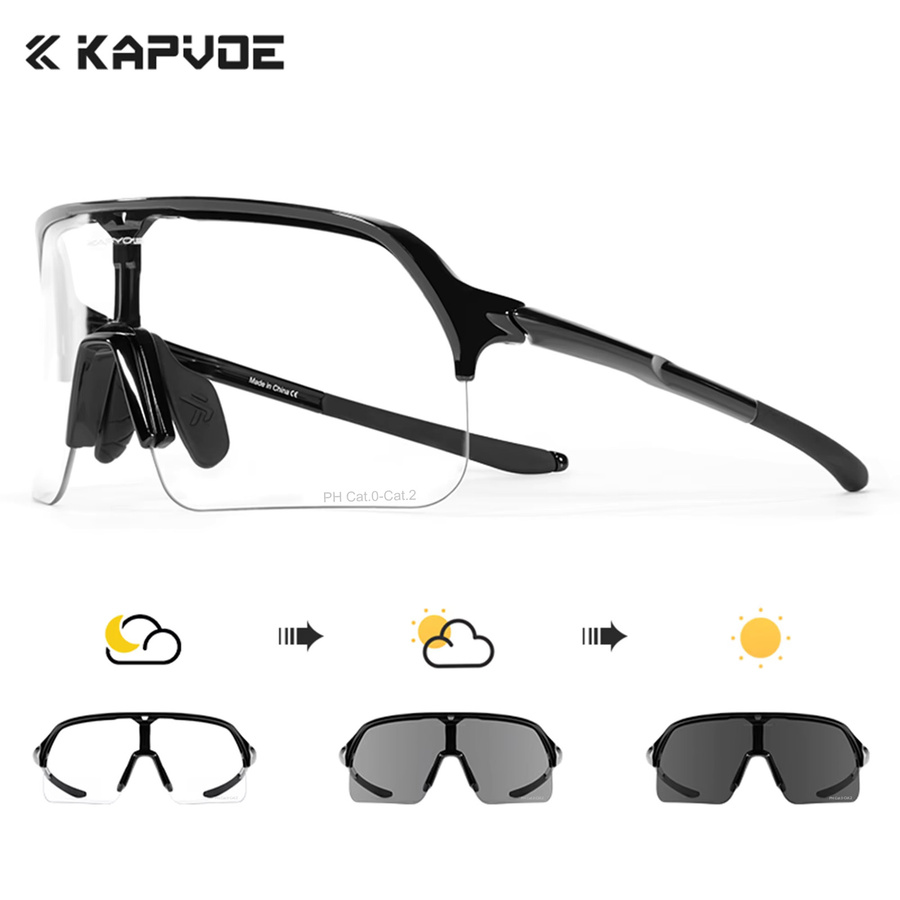Kapvoe Sportbrille, Unisex, Vollrand, Black, Plastic, Wrap - Bild 3