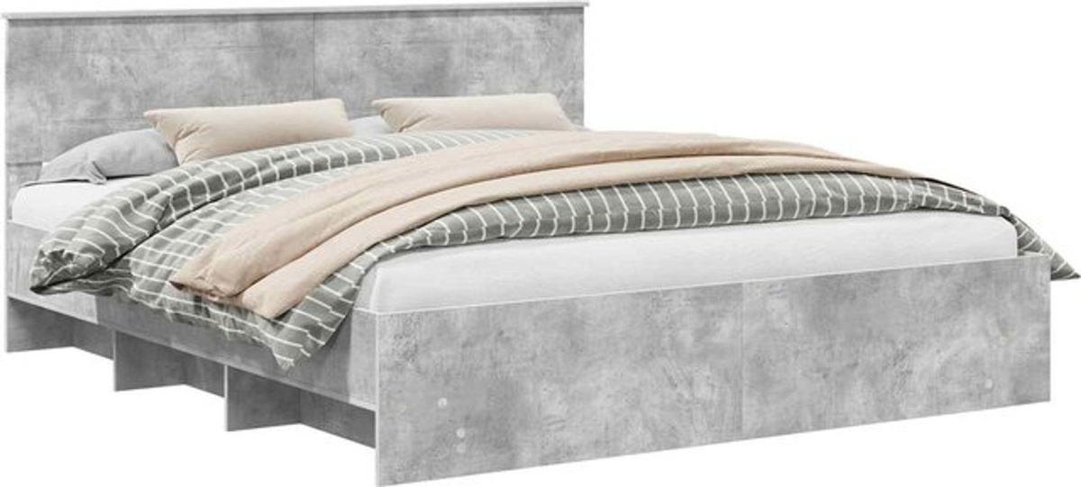 Modernes Bettgestell mit Kopfteil von vidaXL in Beton Grau aus Holzwerkstoff B: 180 cm, T: 200 cm - Bild 1