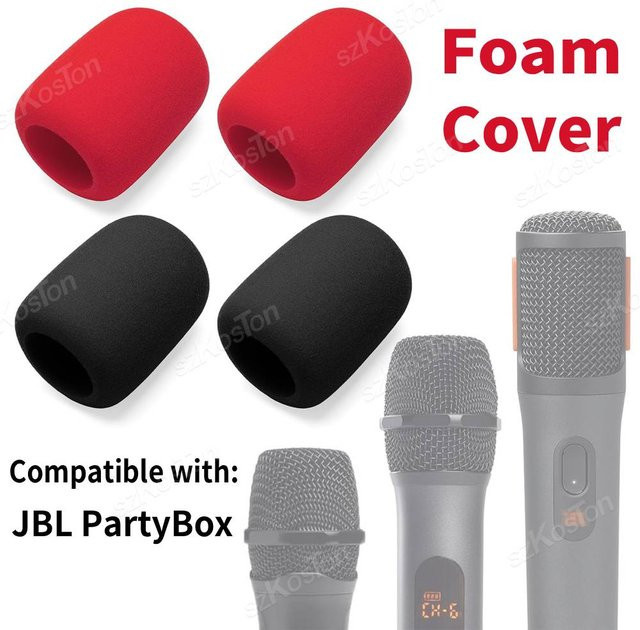 2er-Pack Schaumstoff-Mikrofonabdeckung für JBL PartyBox Wireless Mic, Windschutz und Pop-Filter in Schwarz und Rot - Bild 1