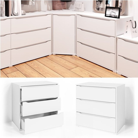 VICCO Kommode RUBEN Sideboard in Weiß mit 3 Schubladen, Breite: 80 cm