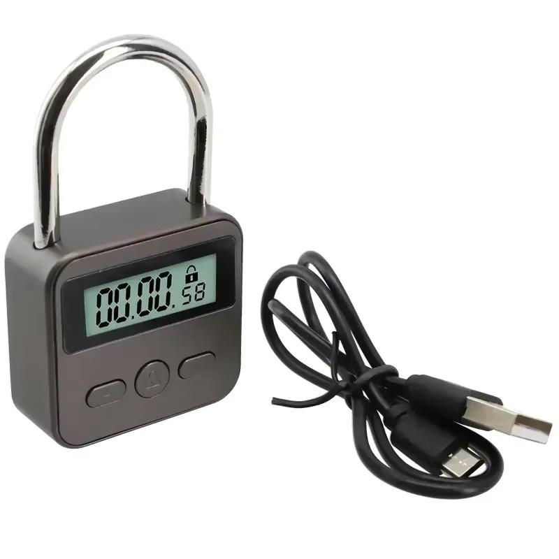 Robustes digitales Zeitschloss aus Metall mit LCD-Timer, USB wiederaufladbar und wasserdicht, schlüsselloses elektronisches Vorhängeschloss für deine Heimsicherheit - Bild 5