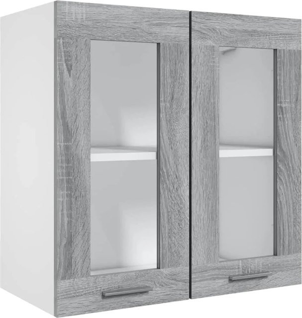 vidaXL Hängeschrank mit Glastüren in Grau, B/T/H: 60 x 31 x 60 cm - Bild 1