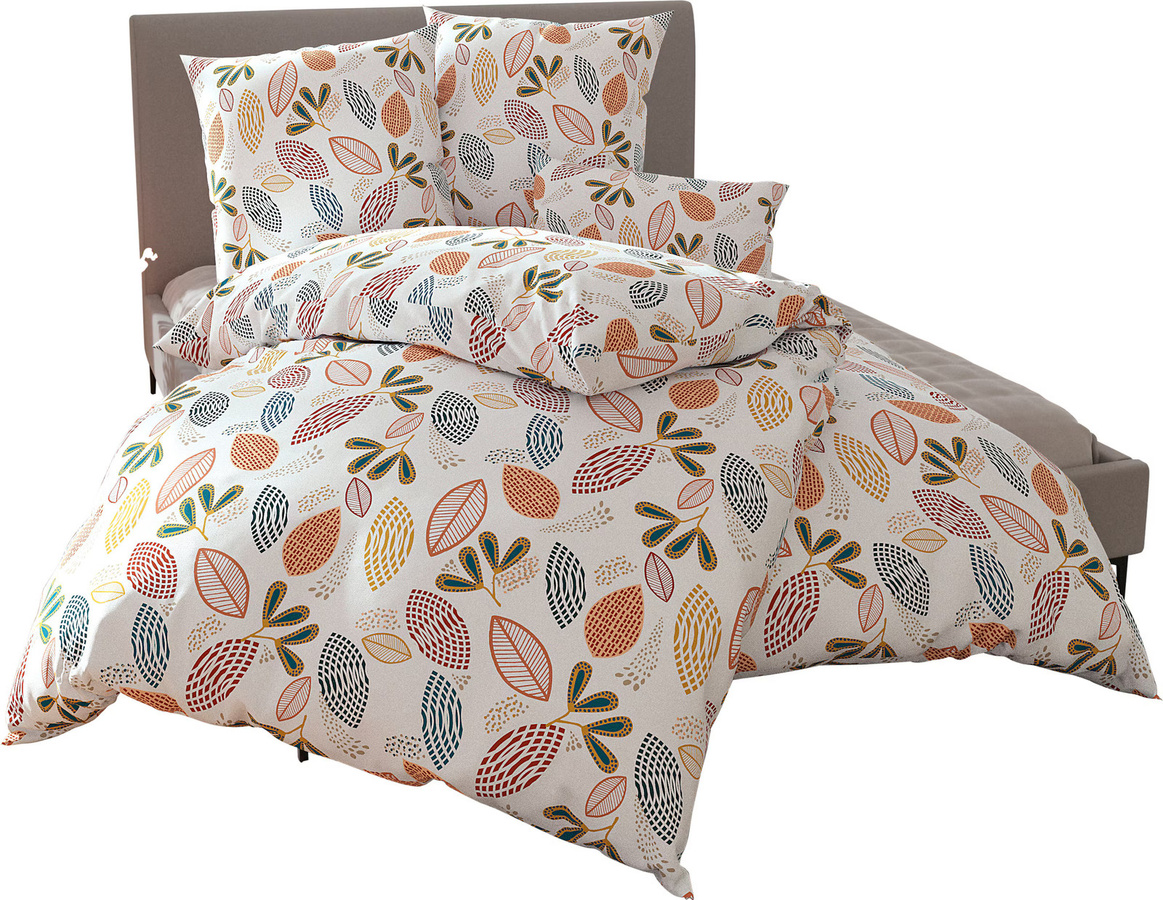 Wäschepur Bettwäsche Nature Floral aus Baumwolle mit Reißverschluss, Multicolour, B/H: 155 x 220 cm - Bild 2