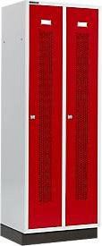 Schäfer Shop Select Kleiderspind mit 2 Abteilen, gelochte Streifen, Sockel und Zylinderschloss, Farbe: Rubinrot, Breite: 300 mm - Bild 1