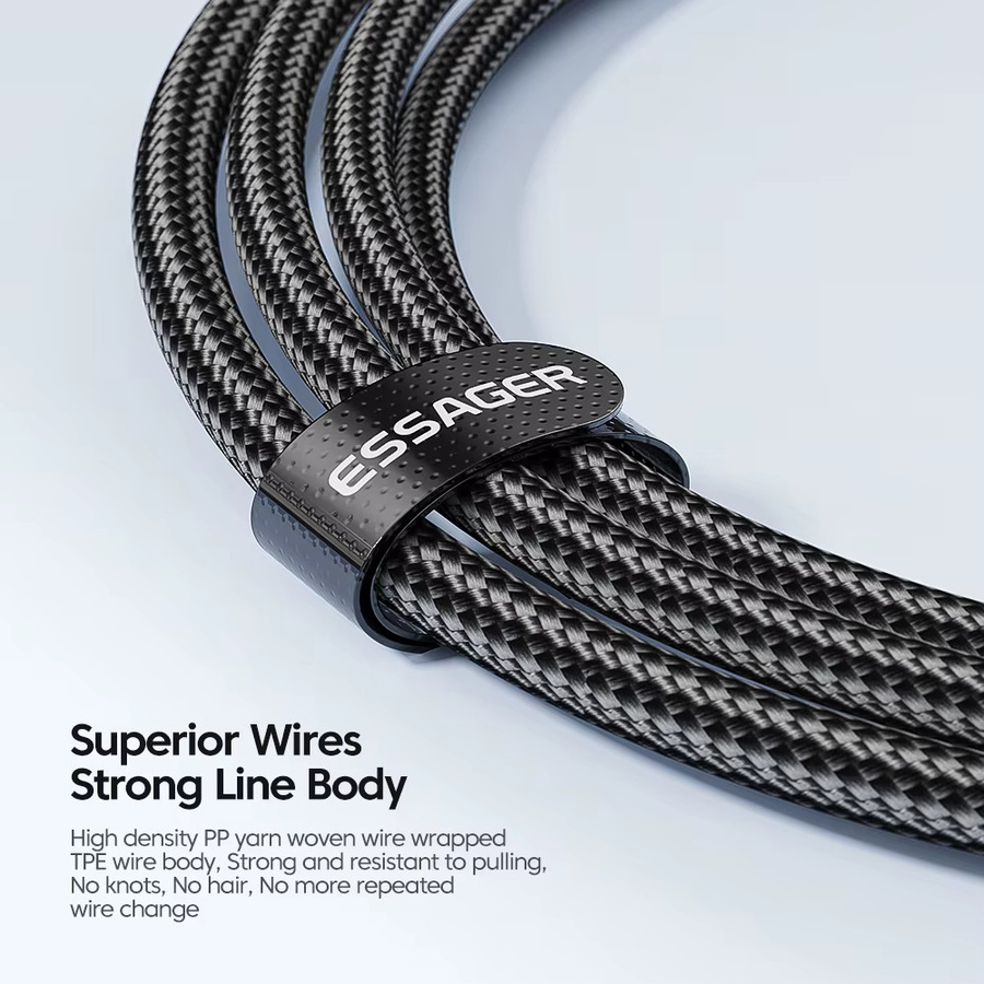 Essager USB-C auf USB-C Kabel 100 W PD Schnellladegerät, Schwarz, Länge: 3 m - Bild 3