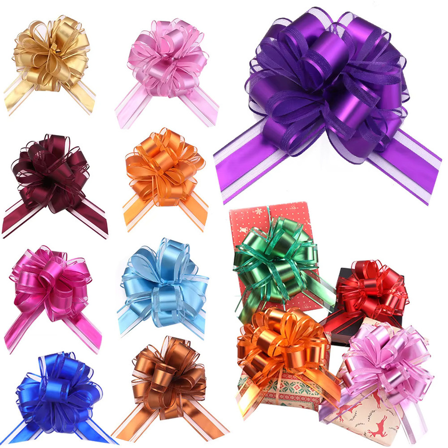 2er-Set Louleur Schnee Garn Hand Ziehen Blumen Bänder in Bunt und Hellgrün für Hochzeits-, Weihnachts- und Partydekoration sowie Geschenkverpackungen - Bild 3