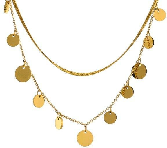 YIRAN Jewelry Halskette, Runde Münze Anhänger, Edelstahl, Gold, Damen - Bild 1