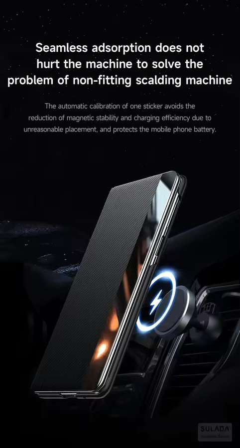 Sulada MagSafe Lederhülle mit Carbonfaser-Muster für Samsung Galaxy Z Fold 7 und Z Fold 6 in Schwarz mit Window View Flip Cover - Bild 2