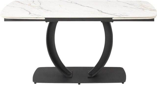 Maison Céphy Esstisch Olifia in Schwarz-Weiß mit Keramikplatte in Marmor-Optik und Metallgestell, ausziehbar, B/T/H: 240 x 160 x 76 cm - Bild 1