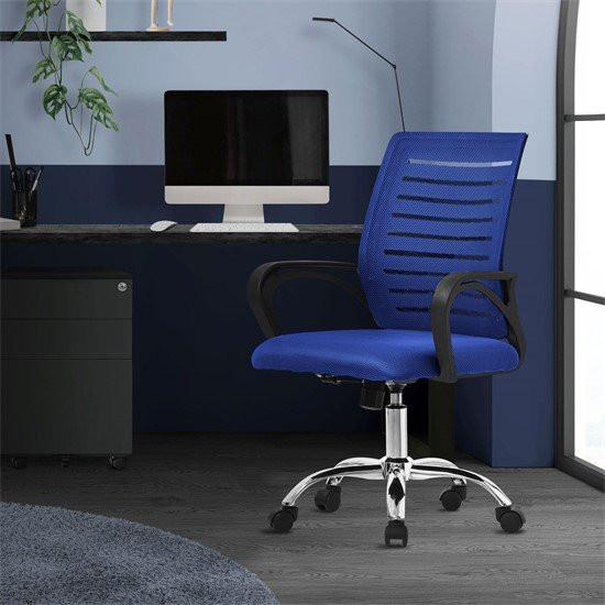 ML-Design Ergonomischer Bürostuhl in Blau mit Armlehnen und Rollen für Home-Office und Büro - Bild 1