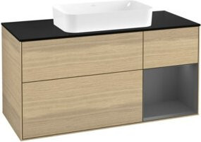 V&B Waschtischunterschrank Finion mit Wandbeleuchtung, Farbe Anthrazit und Eichenfurnier, B: 120 cm, T: 60 cm - Bild 1