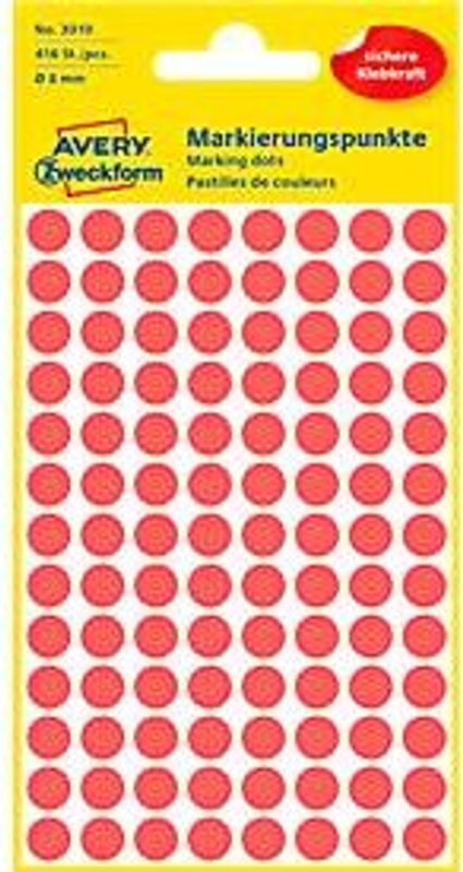 Avery Zweckform Markierungspunkte 3010 Etiketten Ø 8 mm Rot Permanent haftend aus Papier - Bild 3