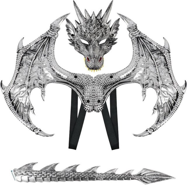shanghaihueikuan Drachen Verkleidung, Cosplay Kostüm, silber, ab 6 Jahren - Bild 1