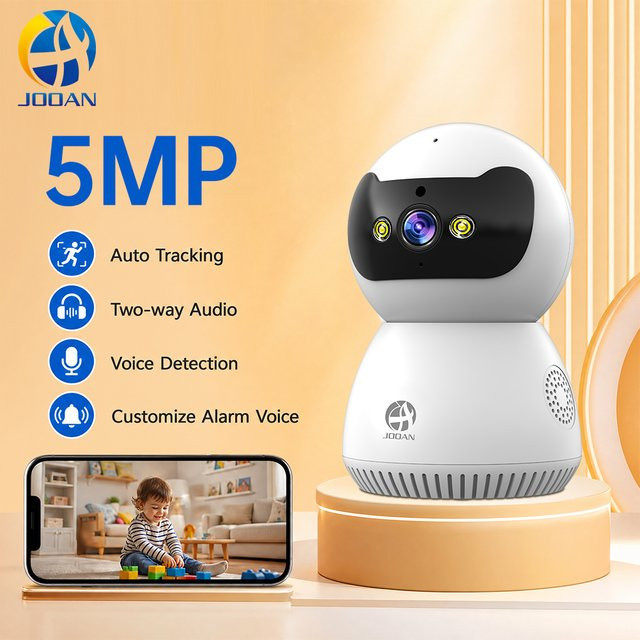 Jooan 3K 5MP Innen-IP-Kamera WLAN-Sicherheitskamera mit KI-Erkennung und automatischer Verfolgung in Weiß - Bild 1