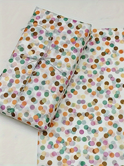 Buntes gepunktetes Weihnachtsgeschenkpapier aus Seidenpapier, 10 oder 20 Stück, halbtransparentes Einlagepapier für Geschenkboxen in Mehrfarben - Bild 1