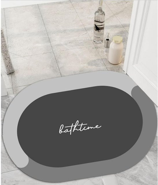 Yiran Furniture Badezimmer-Fußmatte aus Kieselgur, grau, oval, B/T: 60 x 40 cm - Bild 1