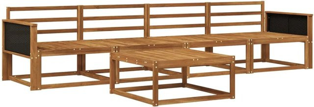 vidaXL Outdoor-Sofagarnitur aus Massivholz Akazie in Braun, 5-teiliges Set mit Tisch und Mittelsofas - Bild 1