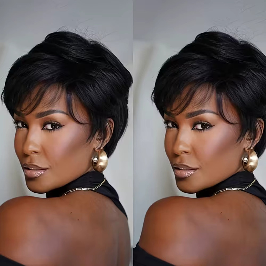 OYM HAIR Pixie-Schnitt-Perücke, glatte Echthaar-Perücke, Damen - Bild 2