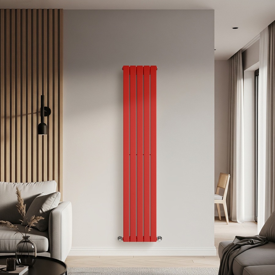Einlagiger Design-Heizkörper Vertikal von Delta in Rot, Höhe: 178 cm, Tiefe: 35 cm - Bild 1