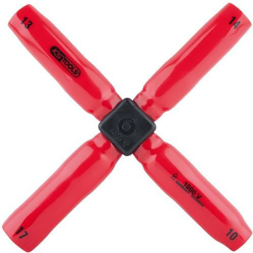KS Tools Kreuzschlüssel mit Schutzisolierung aus Chrom-Vanadium in Rot, 10 x 13 x 14 x 17 mm - Bild 1