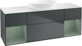 V&B Waschtischunterschrank Finion mit Wandbeleuchtung in Eiche grau lackiert, Breite: 160 cm, Tiefe: 50,1 cm, Höhe: 50,1 cm - Bild 1