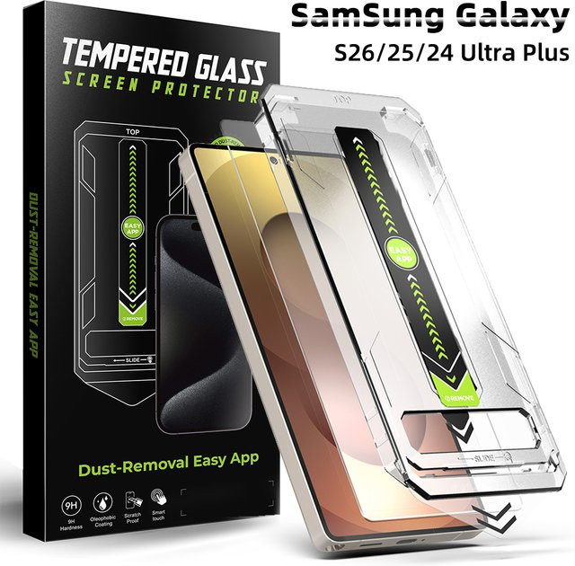 Transparentes HD Panzerglas für Samsung Galaxy S26 S25 S24 Ultra Plus mit einfacher Installation und blasenfreiem Displayschutz - Bild 1