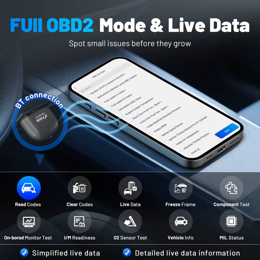 XTOOL Advancer AD20 Pro Bluetooth OBD2-Scanner Diagnosegerät in Schwarz mit System-Scan, Motorprüfung und Öl-Reset - Bild 4