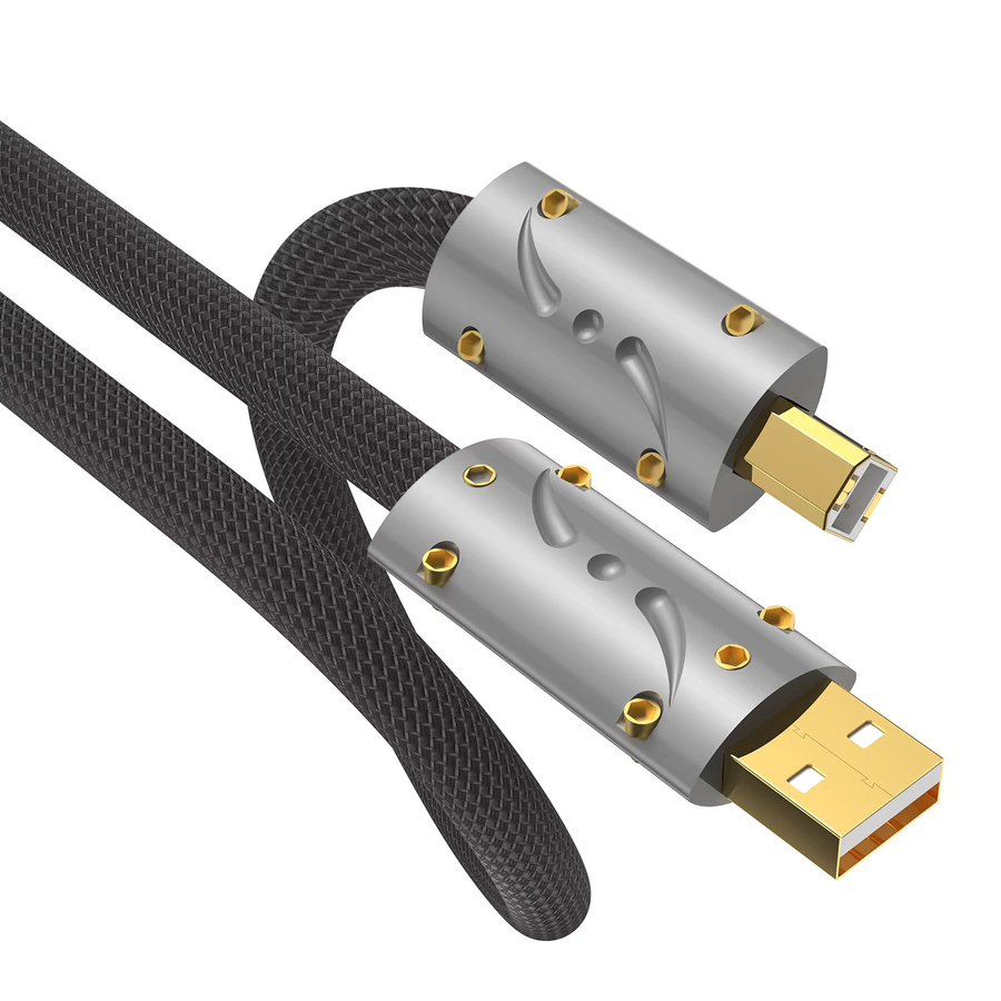 Viborg UC01 High-End USB 2.0 Audiokabel mit versilbertem OFC und vergoldeten Kontakten, USB A auf B für DAC Decoder, Schwarz - Bild 3