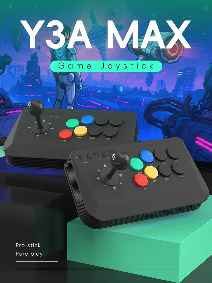 DATA FROG Y3A MAX Arcade Stick Retro Fighting Joystick in Schwarz für Windows, iOS, Android und TV Box, kabelgebundener Game-Controller kompatibel mit M8 - Bild 3