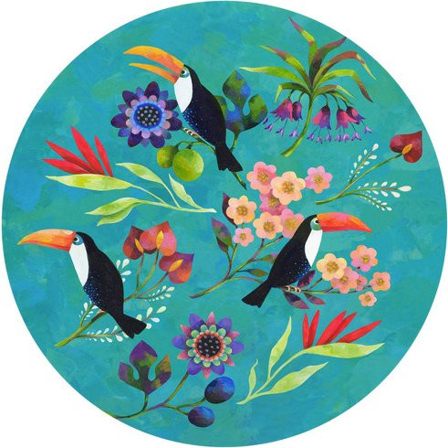 K&L Wall Art Vliestapete Blanz Boho Tukane Vögel, mehrfarbig, matt, B: 284 cm, H: 284 cm - Bild 1