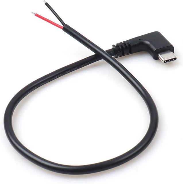 LMDAOO USB-C auf 2-Pin Blankkabel mit offenem Ende, 90-Grad-USB-Typ-C-Stecker, 2-Pin-Pigtail-Kabel für 5V DIY-Projekte, Schwarz - Bild 1
