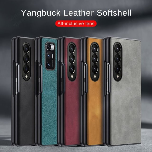 Business Lederhülle für Samsung Galaxy Z Fold 3 4 5 6 7 5G mit harter PC-Rückseite in Blau - Bild 1