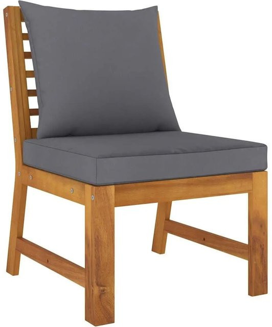 vidaXL Modular-Mittelsofa aus Akazienholz mit dunkelgrauen Kissen, B/T/H: 181,0 x 54,0 x 60,5 cm - Bild 1