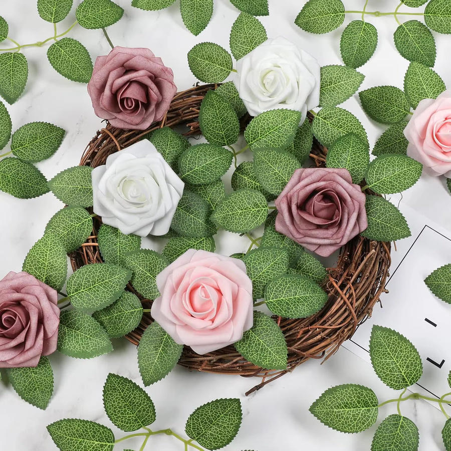 ZQCY Künstliche Seidenrosen in Pink für DIY-Dekorationen, Hochzeit und Valentinstag - Bild 1