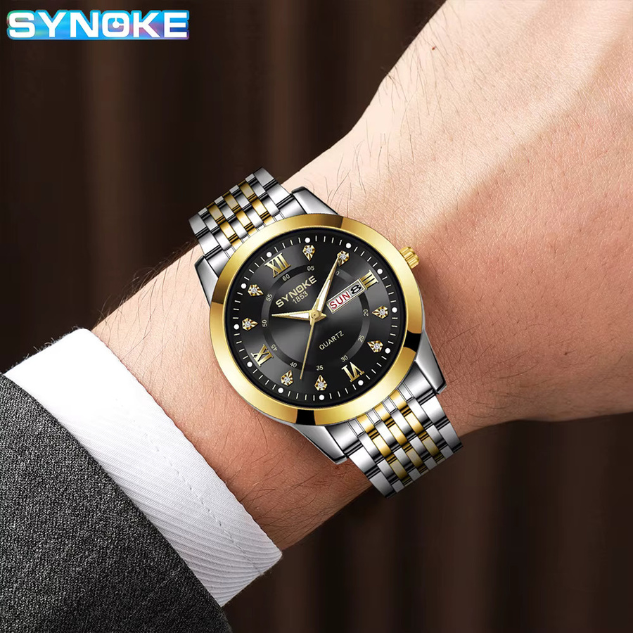 SYNOKE Armbanduhr Quarz, Edelstahl, Weiß, Herren - Bild 4