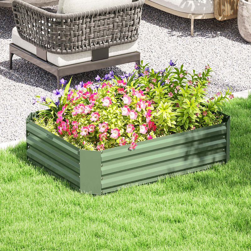 Outsunny Hochbeet aus Stahl für Garten und Balkon, stapelbares Pflanzbeet als Blumenkasten oder Gemüsebeet, B/T/H: 120 x 90 x 30 cm - Bild 2