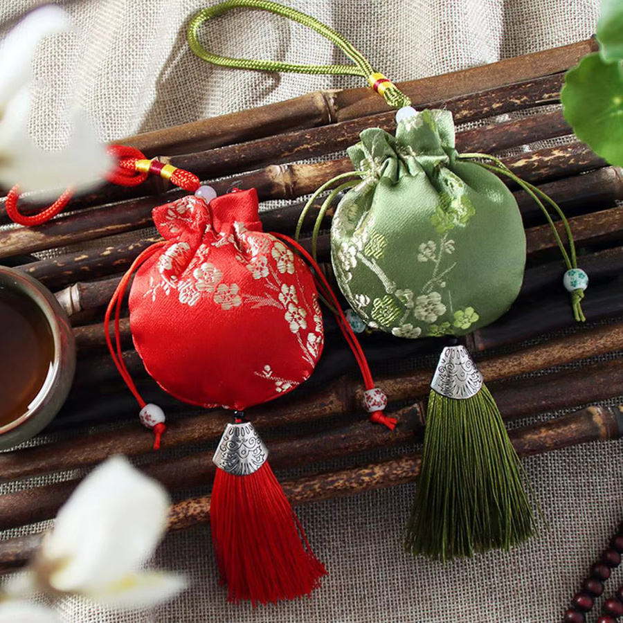 Eelhoe Chinesisches Stickerei Sachet im antiken Stil mit floralem Muster, Farbe: Pink/Spring - Bild 2