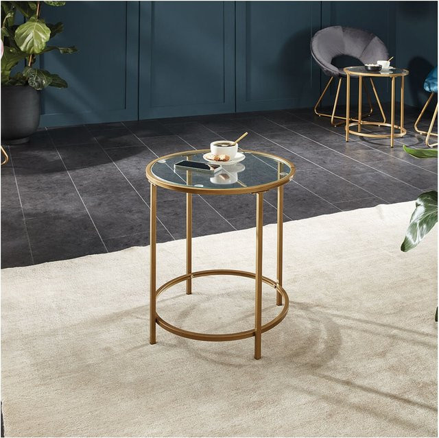 HOME DELUXE Beistelltisch MASEI aus Glas und Metall in Gold, B/T/H: 50 x 50 x 50 cm - Bild 1