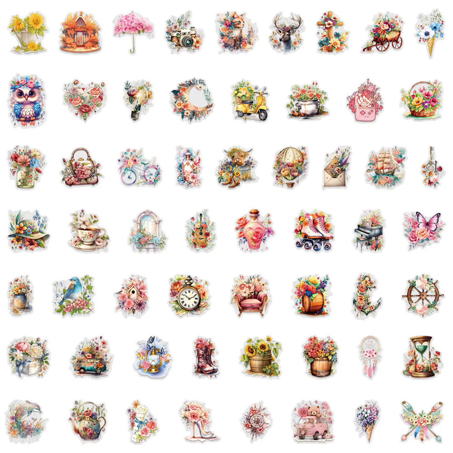 57-teiliges wasserdichtes Aufkleberset Reiseneinzufügen von Anime Worlds Store in Transparent und Multicolour aus PET - Bild 2
