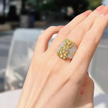 My fine jewelry Verlobungsring 925 Silber, Gelber Zirkonia, Damen