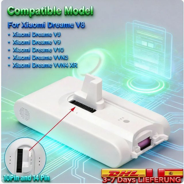 Dreame Ersatzakku 5000mAh Li-Ionen in Weiß für Handstaubsauger V8 V10Pro V9P XR VVN3 VVN5 - Bild 1