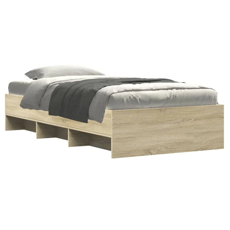 vidaXL Bettgestell aus Holzwerkstoff in Sonoma Eiche mit Seitenfächern, B/T/H: 90 x 200 cm - Bild 2