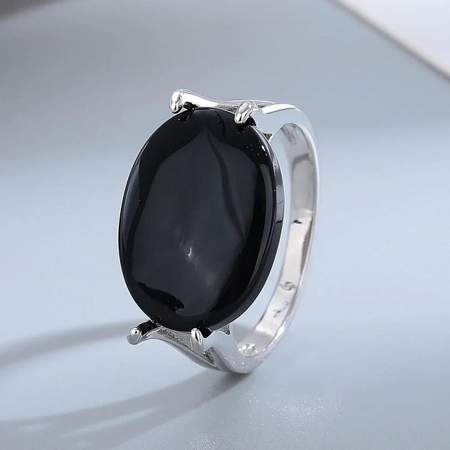ULao Ring 925 Silber, Schwarzer Achat, Herren - Bild 1