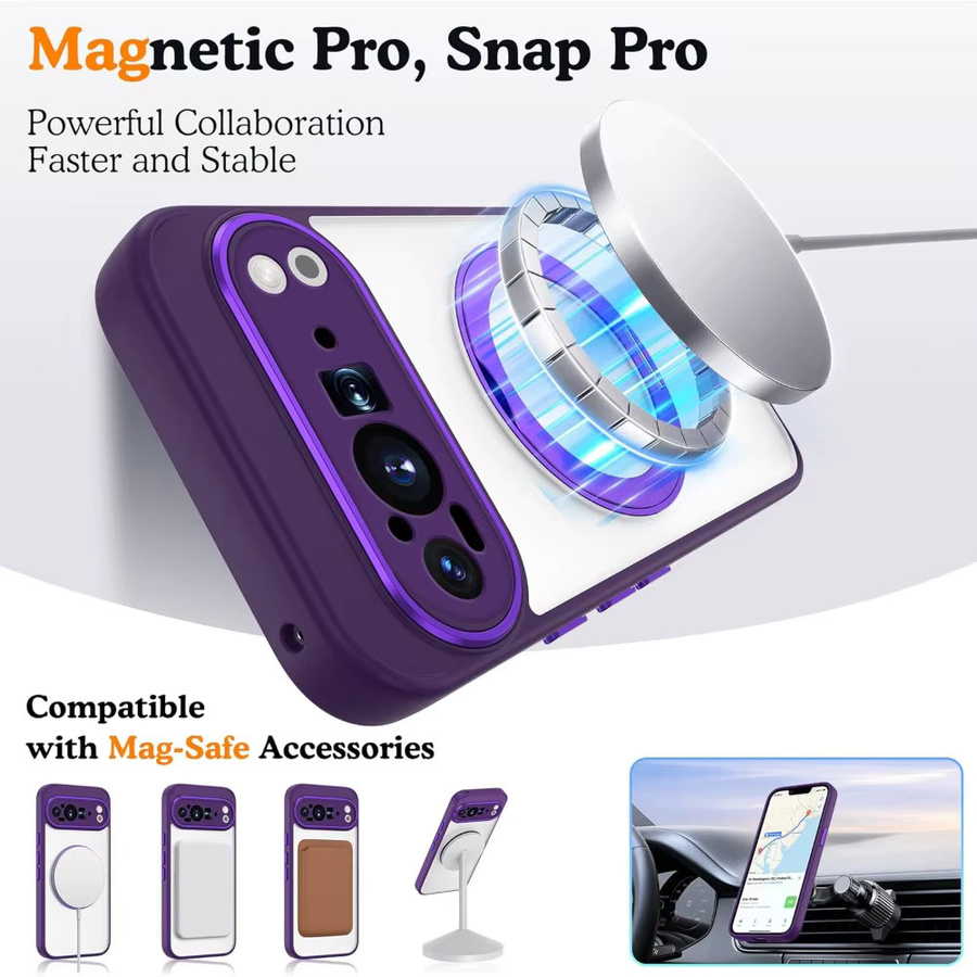 Premium 360° Durchscheinende Handyhülle mit magnetischer Ringhalterung für Google Pixel 10, 9, 8, Pro, XL, 9a, 8a in Transparent, Pink oder Purple – Stoßfeste kabellose Ladeabdeckung - Bild 3